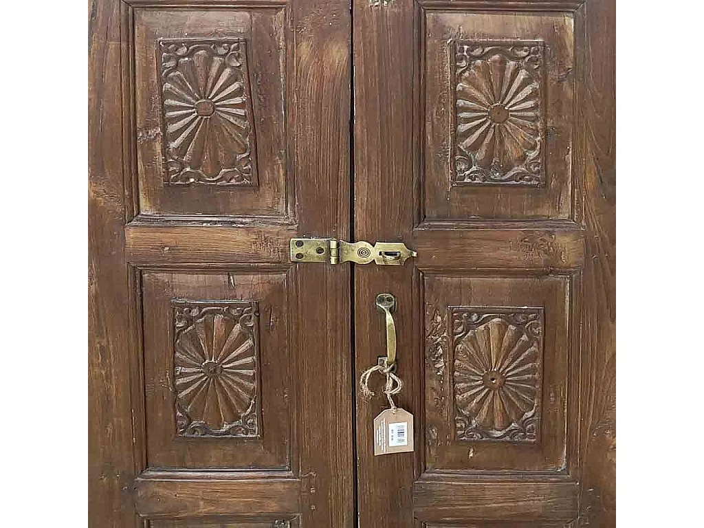 Roupeiro de madeira artesanal castanho 86x34x140 cm