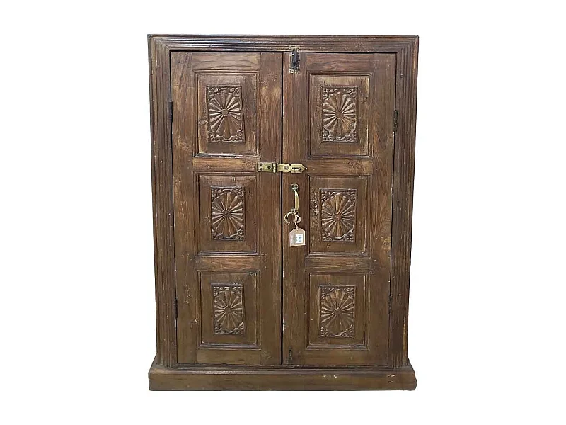 Armario de madera artesanal marrón 86x34x140h