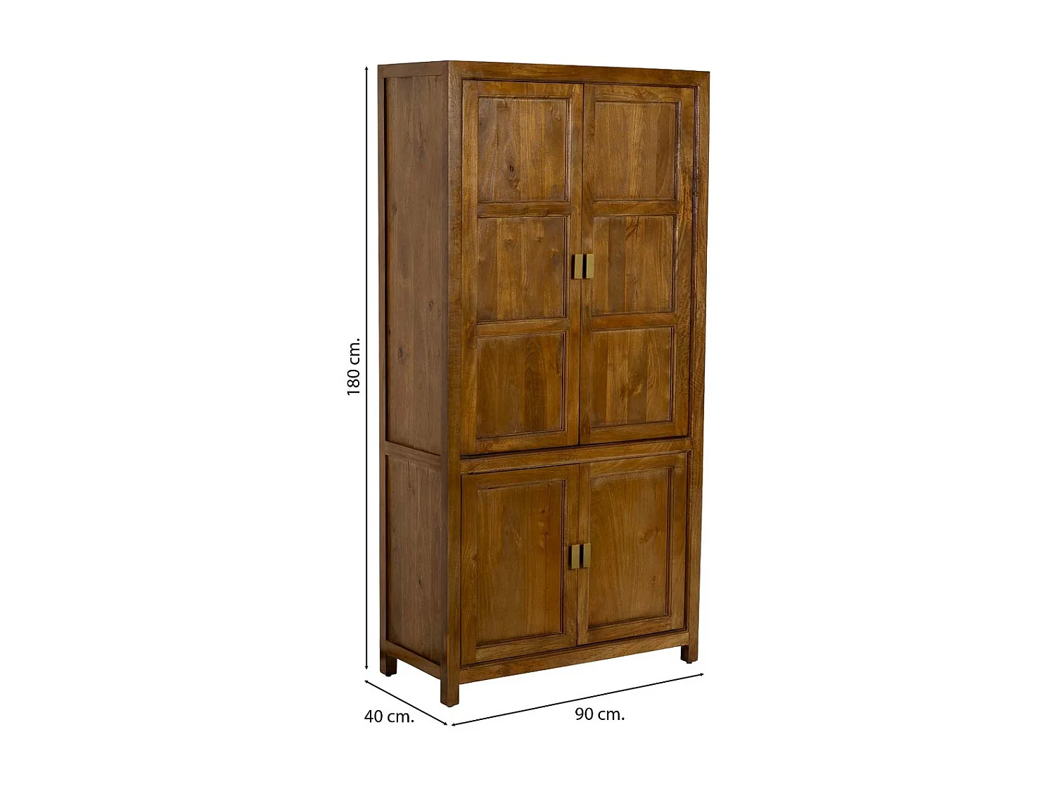 Armoire en bois marron à 4 portes, 90x40x180 cm