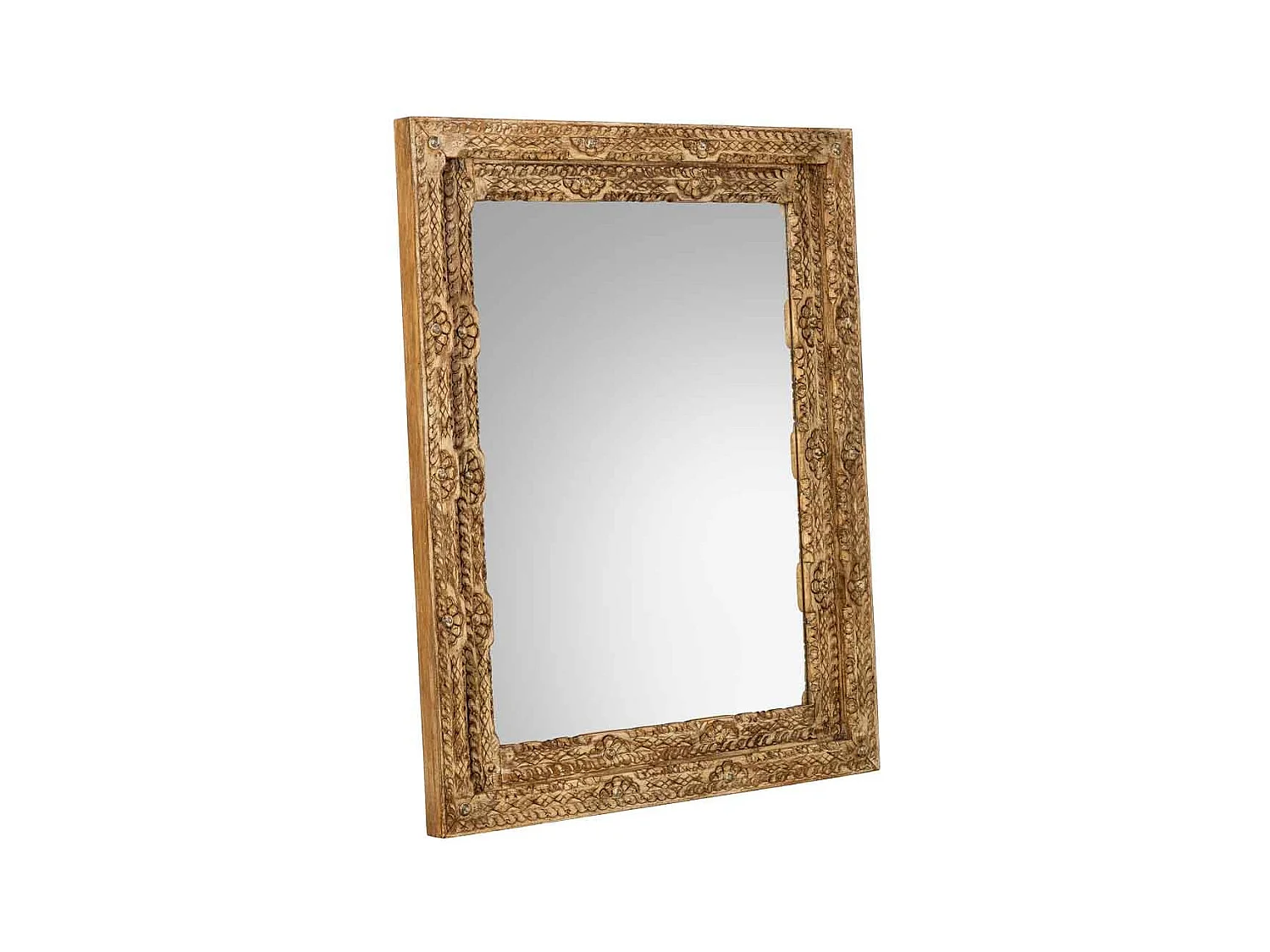 Miroir marron en bois fait main 80x3x100 cm
