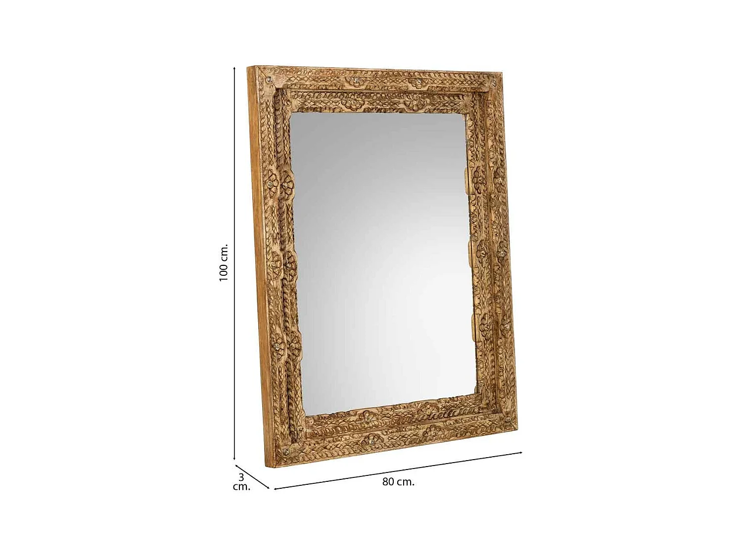 Miroir marron en bois fait main 80x3x100 cm