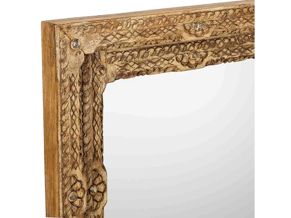 Espelho castanho de madeira feito à mão 80x3x100cm