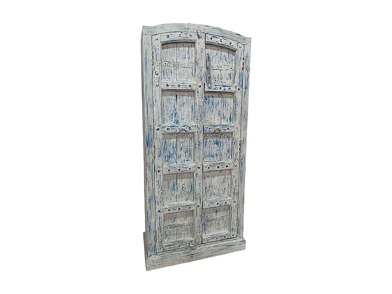 Armario de madera acabado artesanal azul 96x42x206h cm