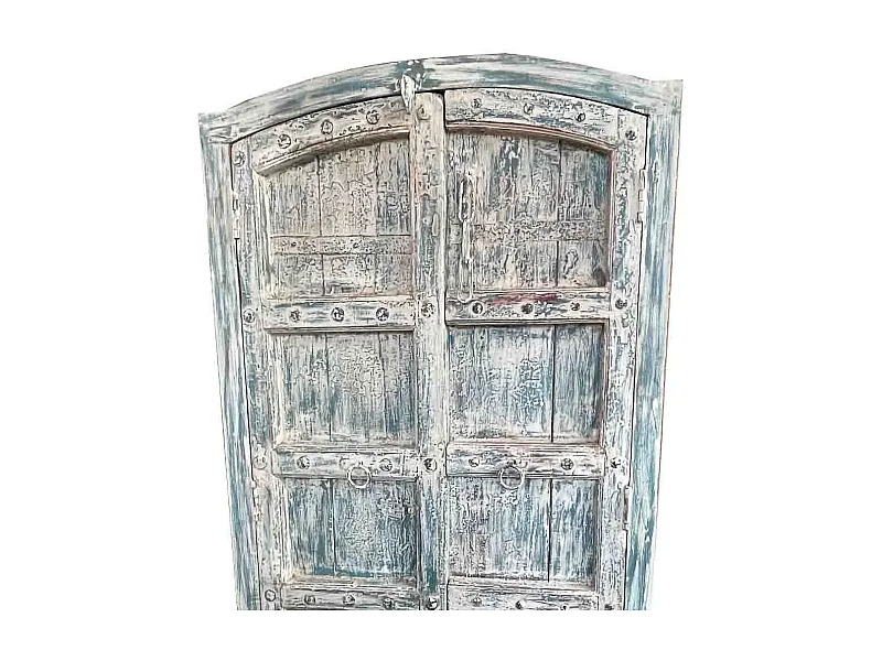 Armário de madeira azul artesanal 107x42x192 cm