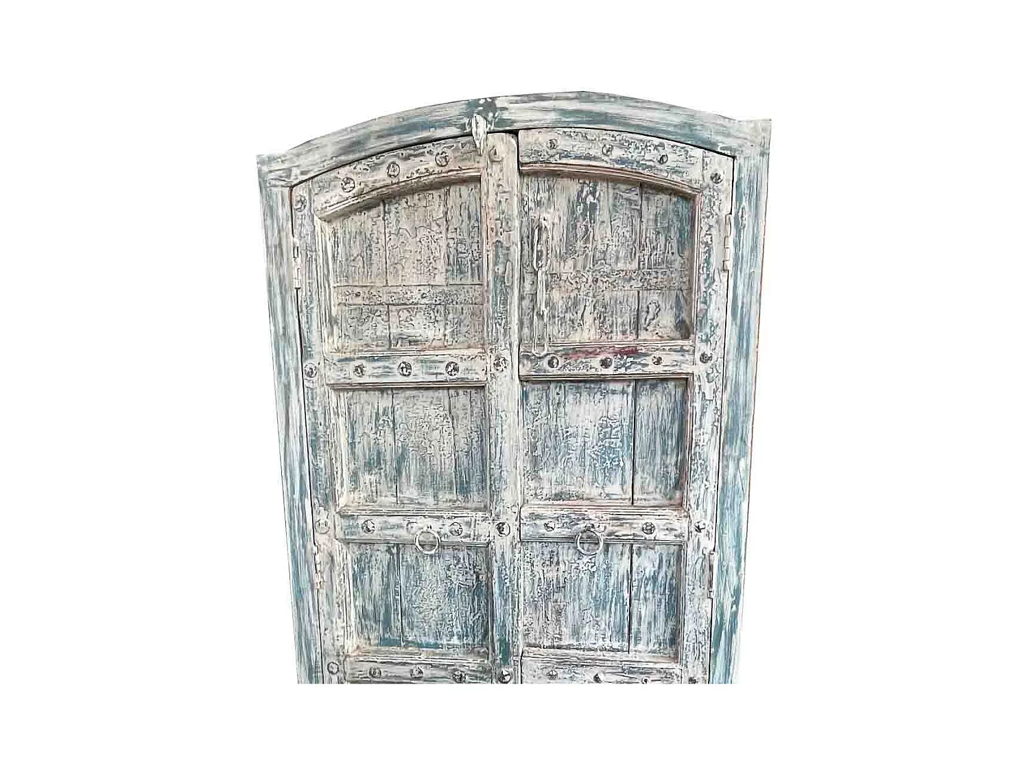 Armoire en bois artisanale bleue 107x42x192 (h)