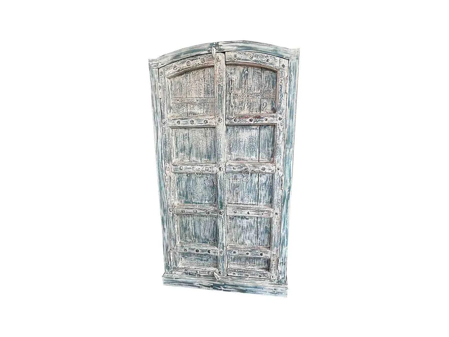 Armoire en bois artisanale bleue 107x42x192 (h)