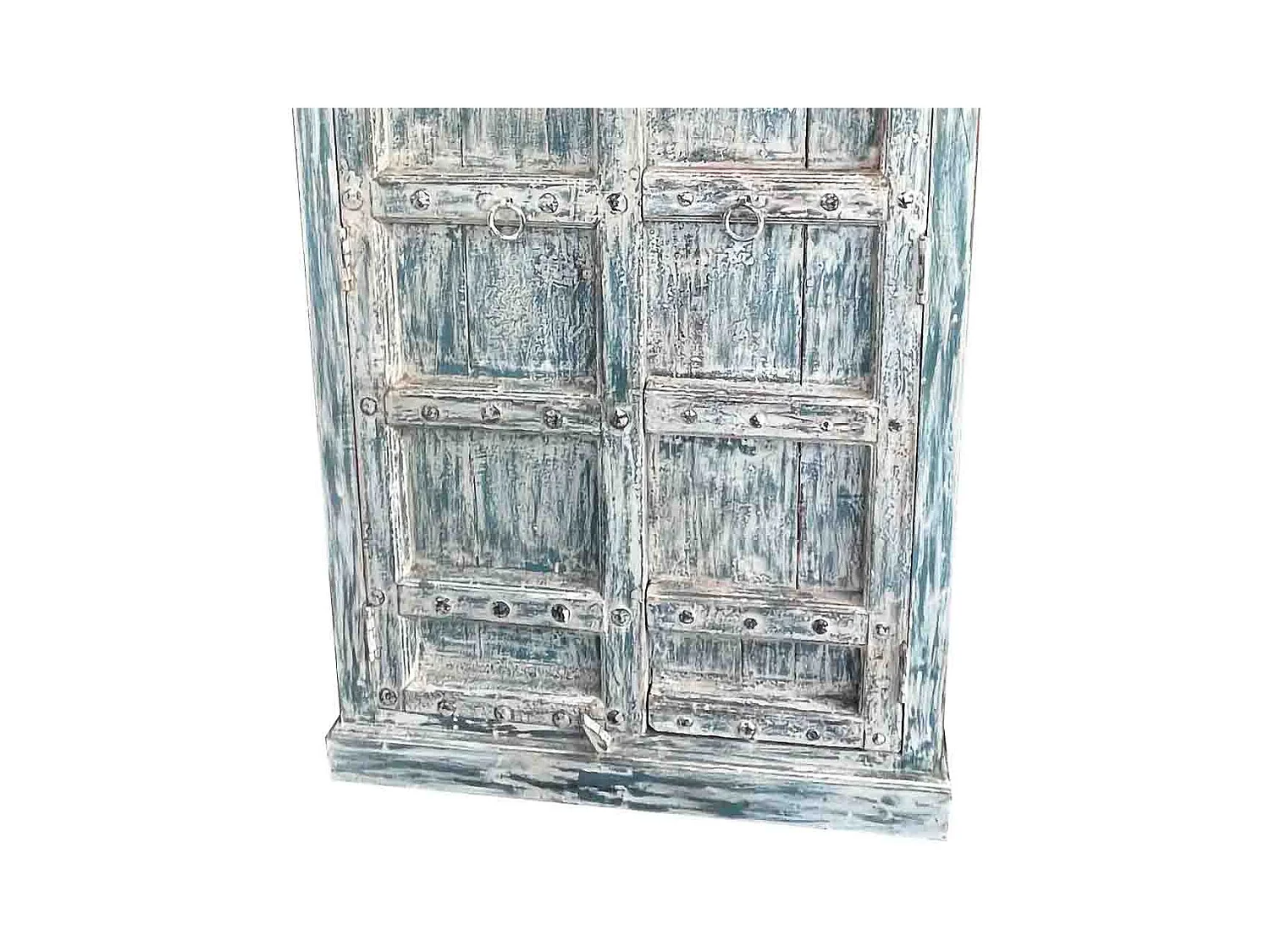 Armoire en bois artisanale bleue 107x42x192 (h)