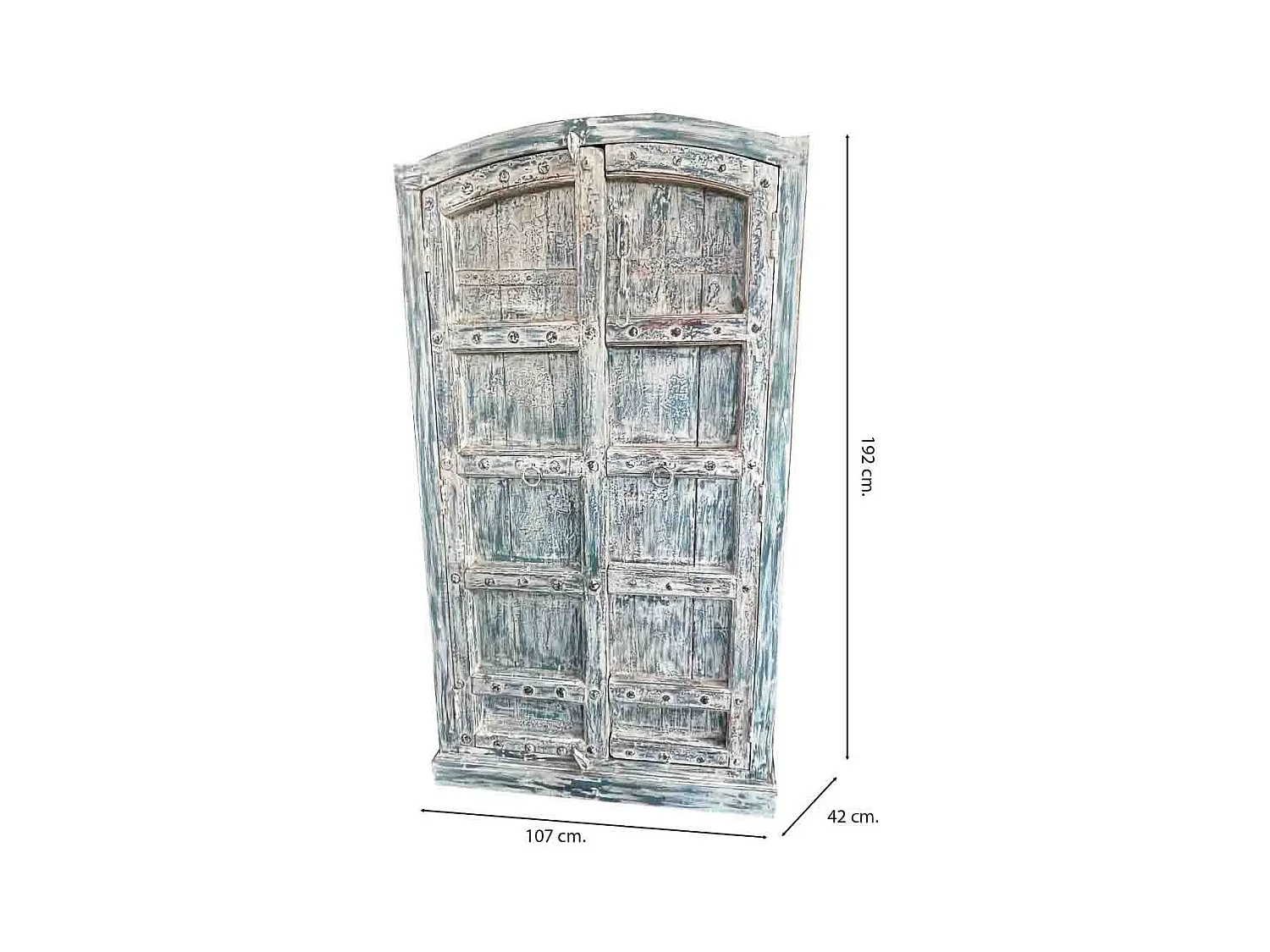 Armoire en bois artisanale bleue 107x42x192 (h)
