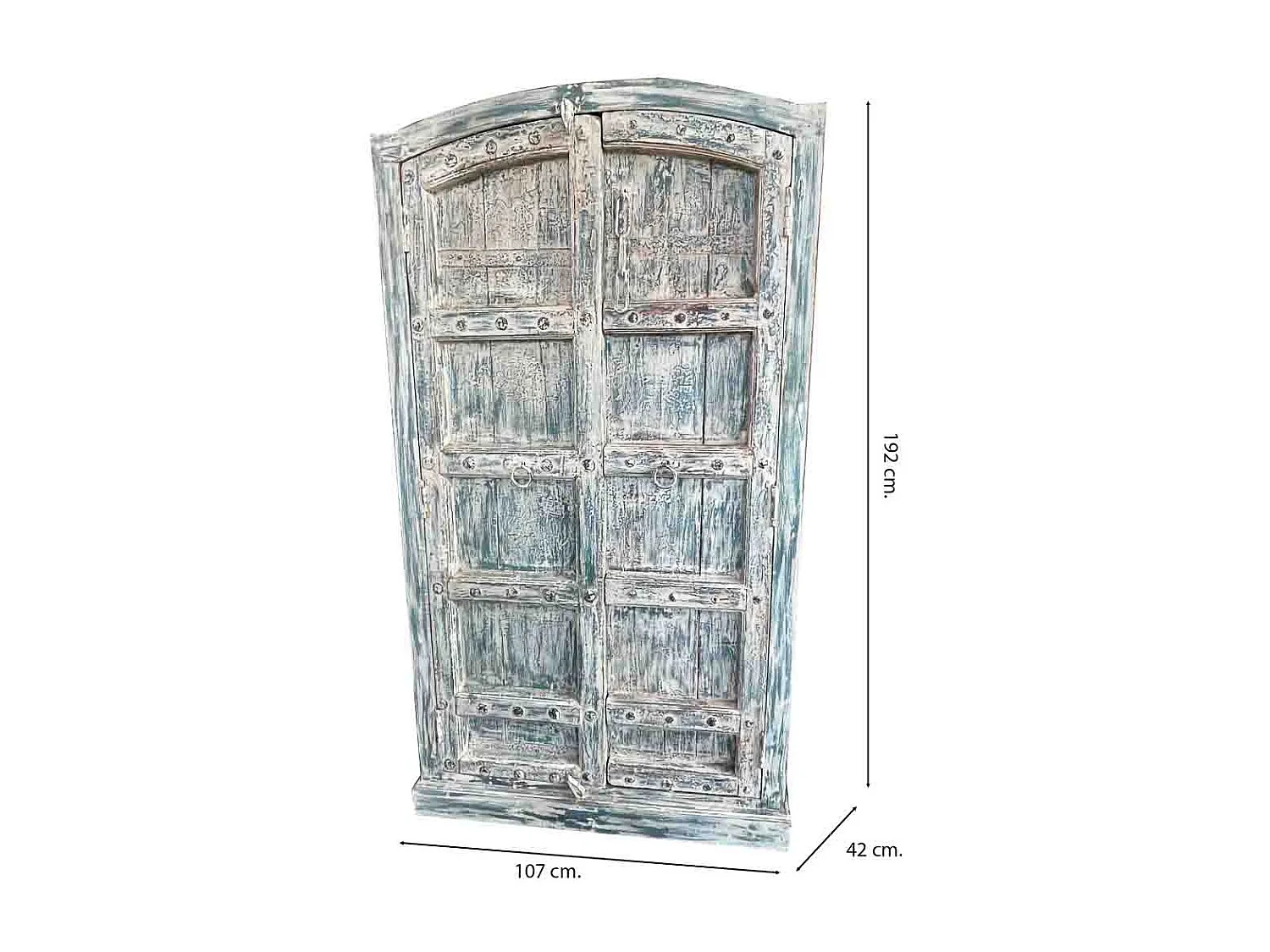 Armário de madeira azul artesanal 107x42x192 cm