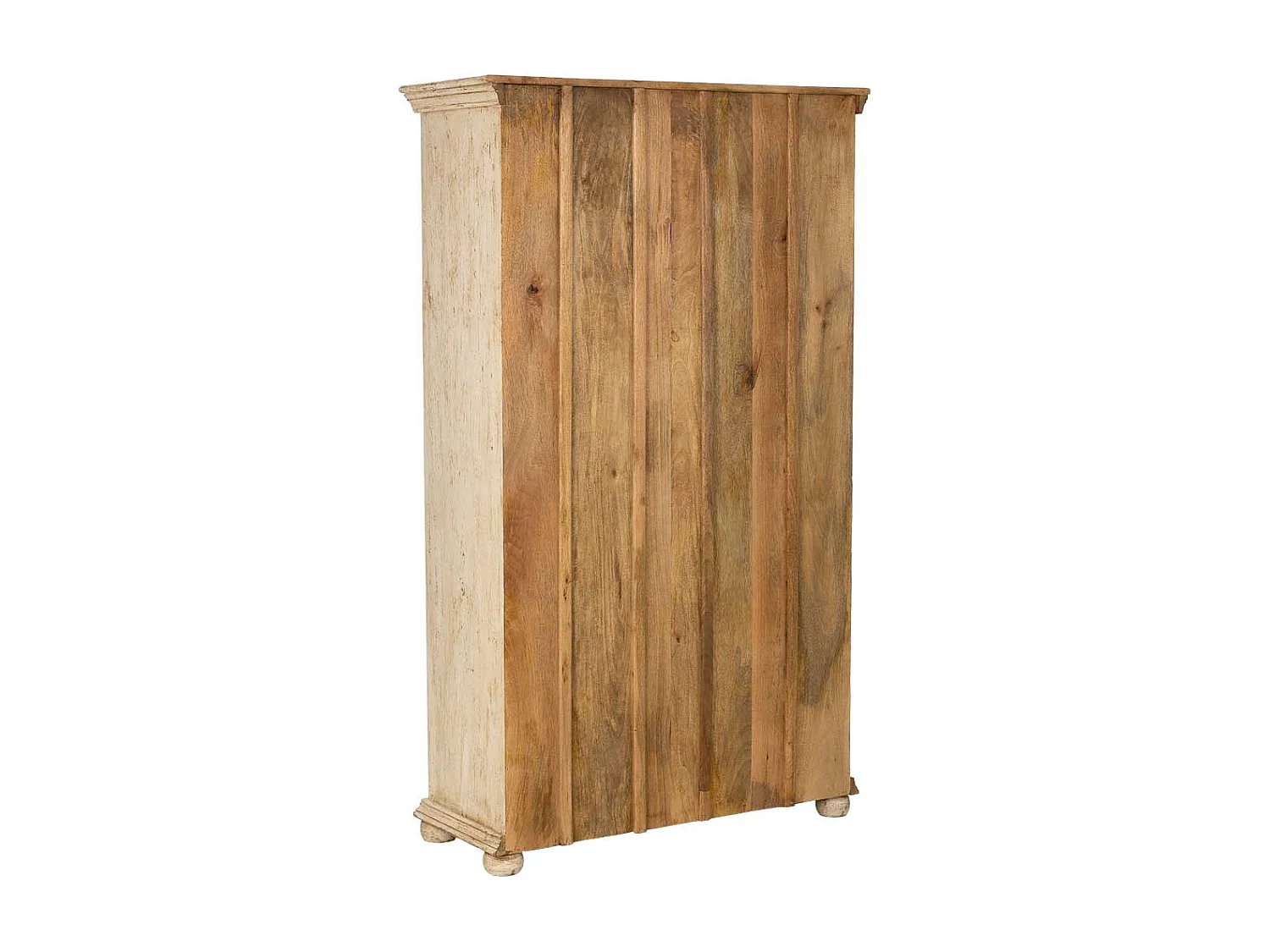 Vitrine en bois beige sculpté, fabriquée à la main, 106x43x180 cm