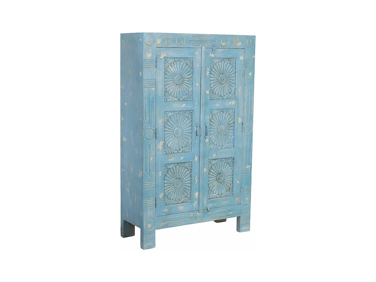 Armoire bleue en bois faite main, 107x41x171 cm