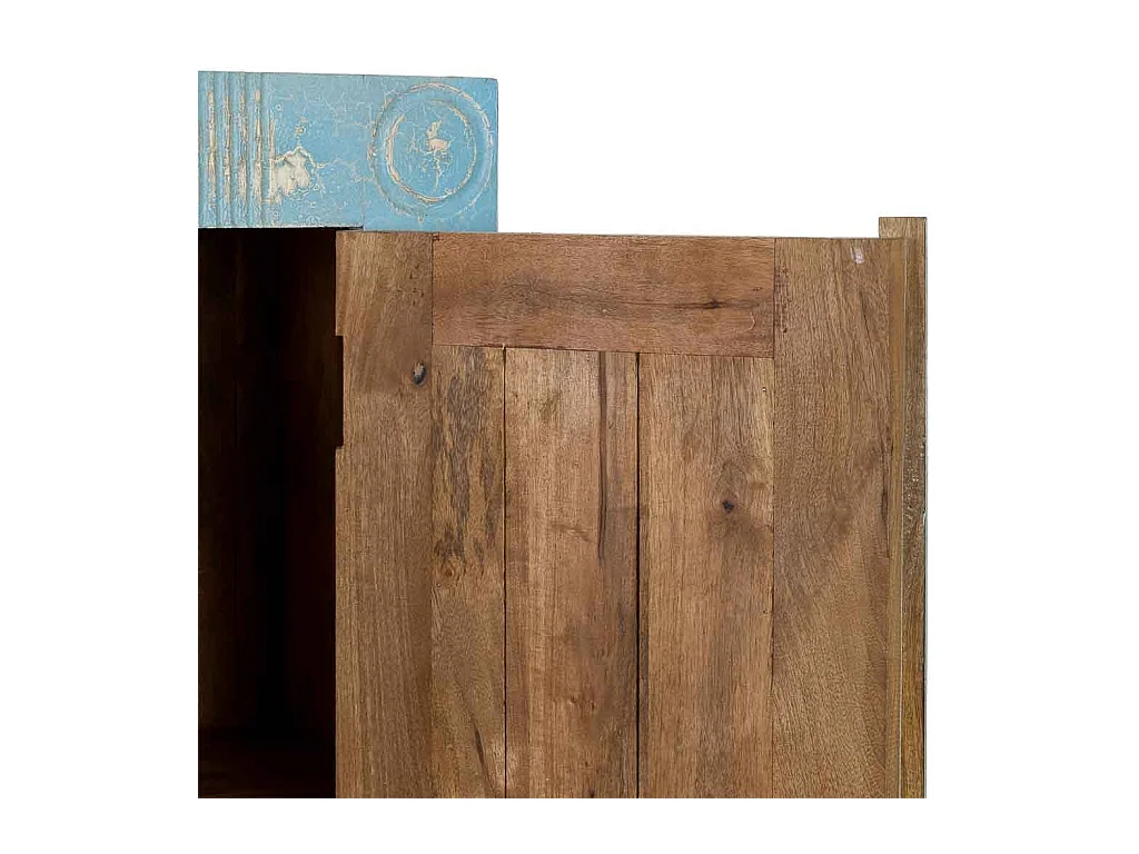 Armoire bleue en bois faite main, 107x41x171 cm