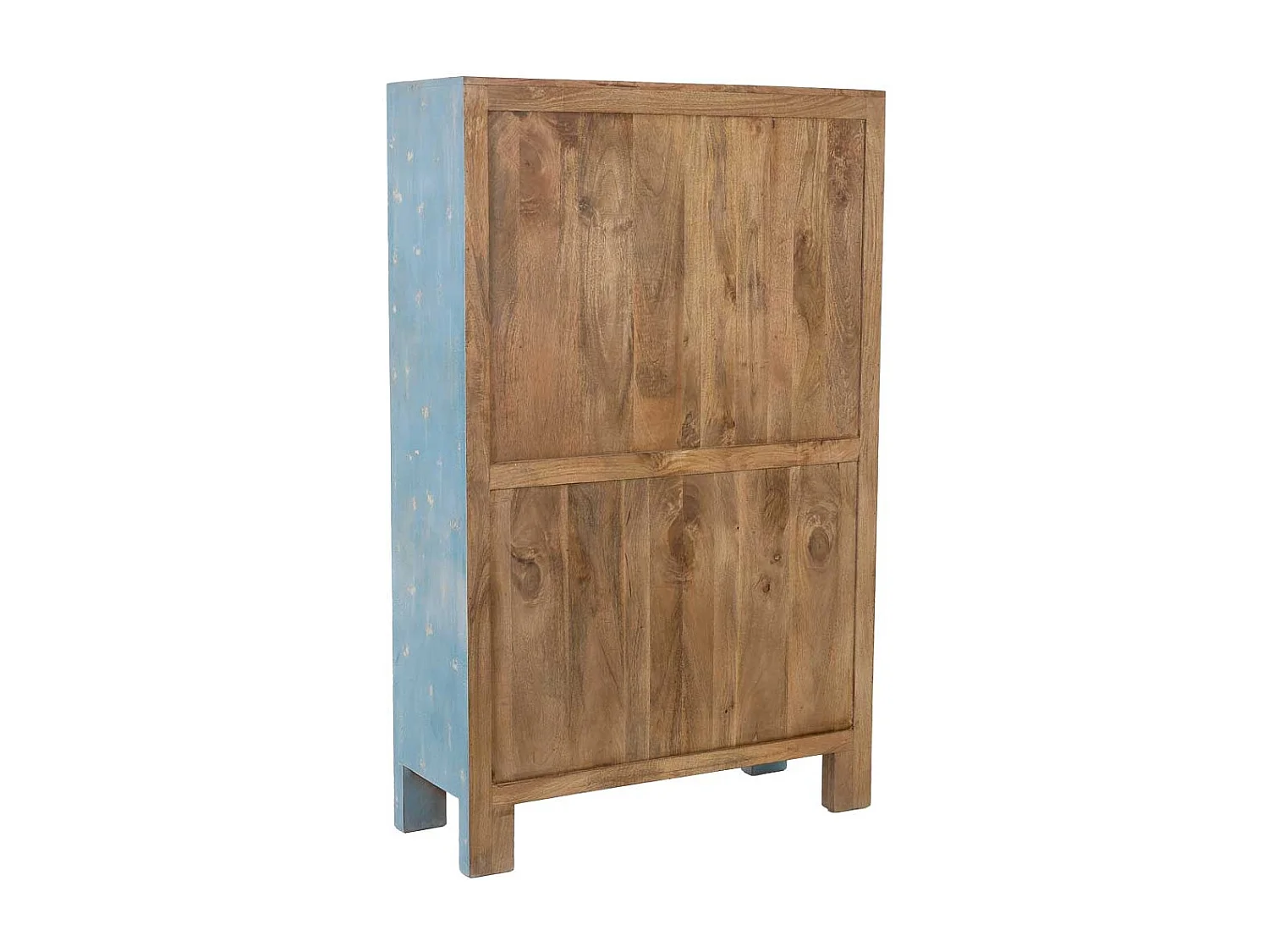 Roupeiro de madeira azul feito à mão, 107x41x171 cm