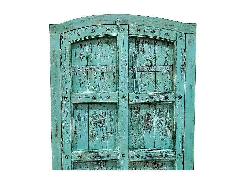 Roupeiro azul de madeira artesanal 93x42x191 cm de altura