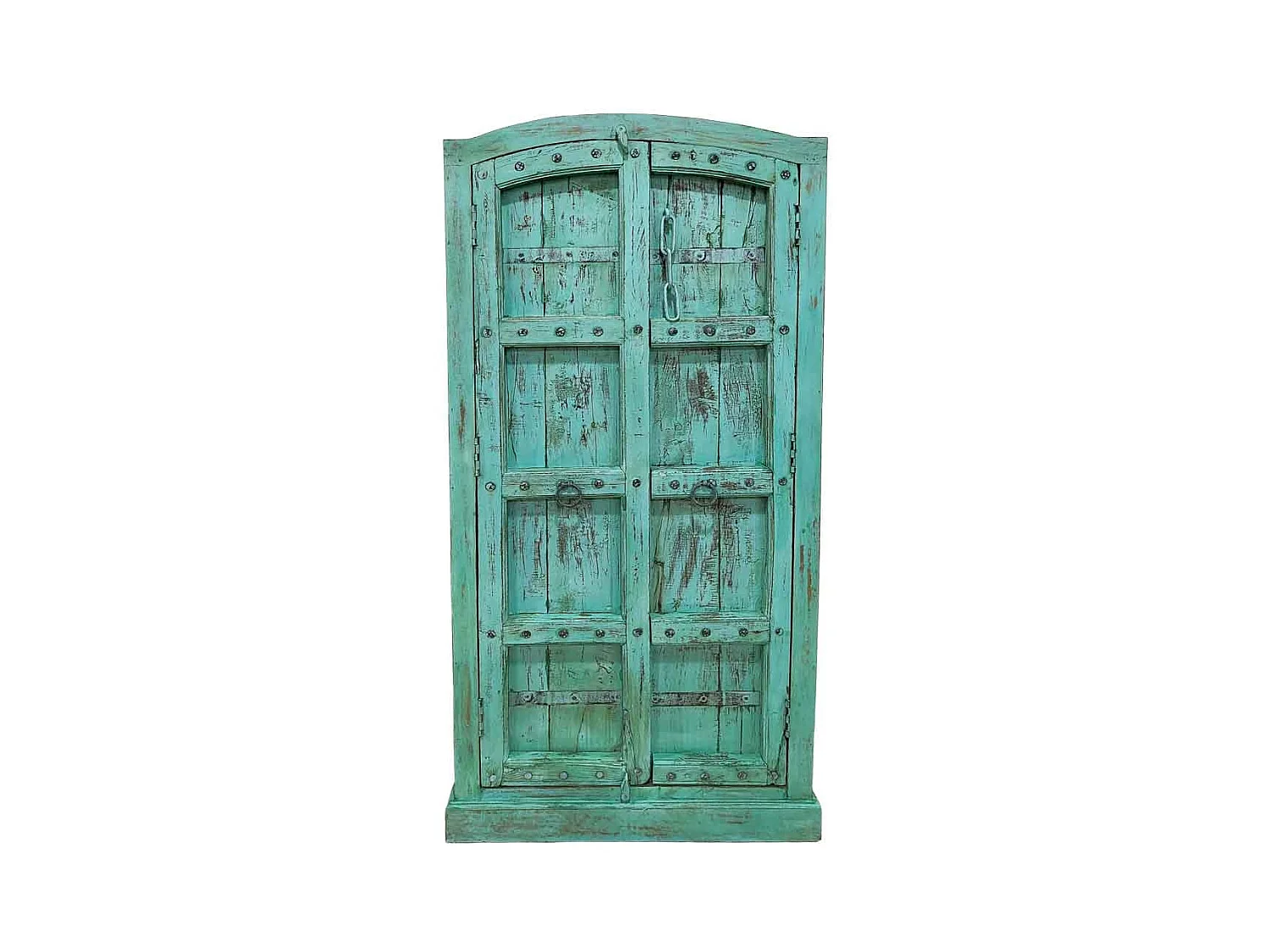 Armoire en bois artisanale bleue 93x42x191 (h)