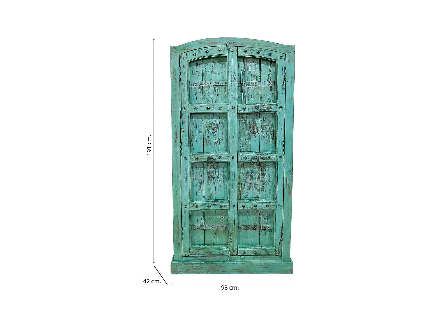 Armoire en bois artisanale bleue 93x42x191 (h)