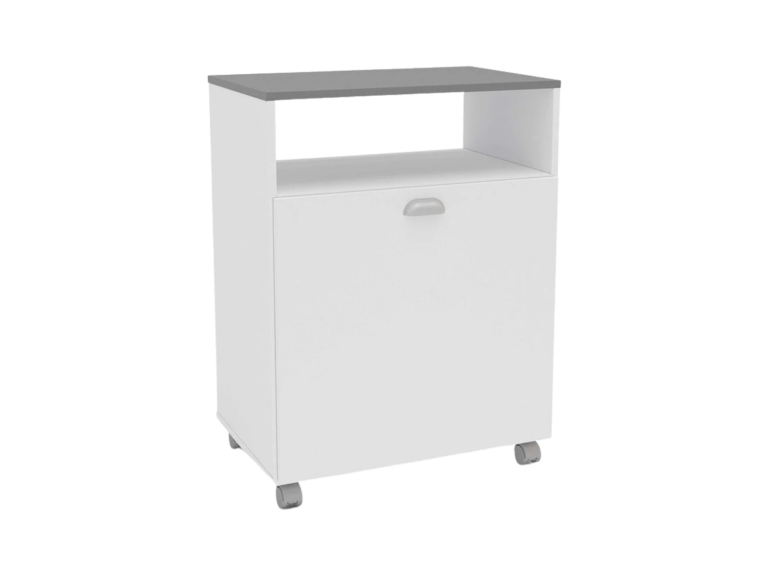 Mueble Auxiliar Lavandería Ruedas Blanco Tapa Gris 80x61 cm