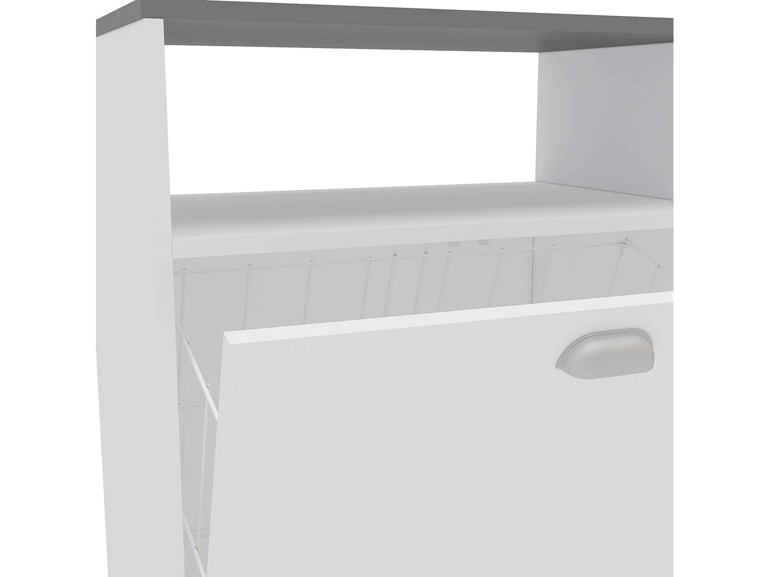 Móvel Auxiliar Lavanderia Rodas Branco Cinza Tampo 80x61 cm