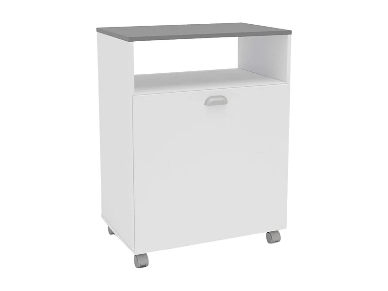 Móvel Auxiliar Lavanderia Rodas Branco Cinza Tampo 80x61 cm