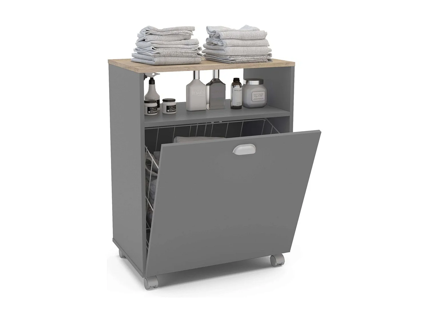 Mueble Aux. Lavandería Gris 61x80x40 cm