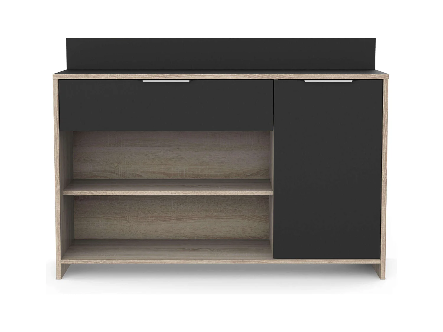 Meuble micro-ondes auxiliaire chêne et noir 123x85x40 cm