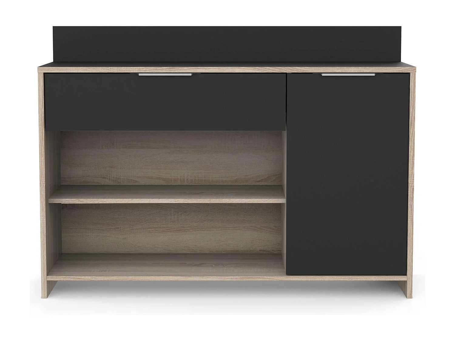 Meuble micro-ondes auxiliaire chêne et noir 123x85x40 cm