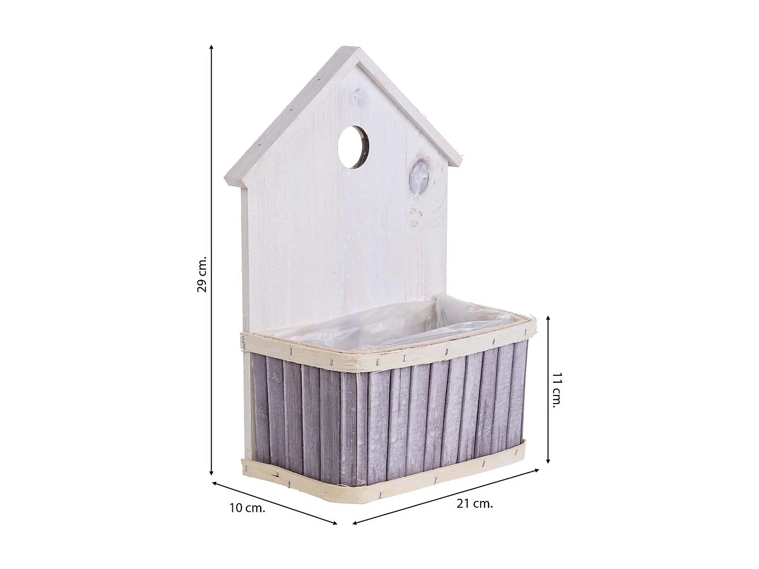 Support carré gris en bambou 21 x 10 x 29 cm H