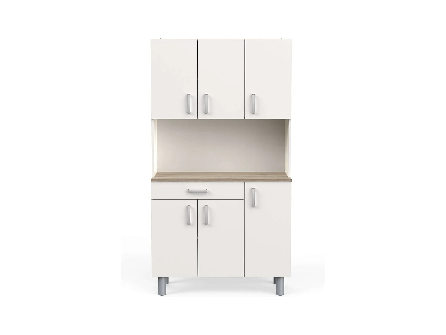 Armario Buffet Cocina 6 Puertas Blanco y Roble Acacia/Kronberg 101x185 cm