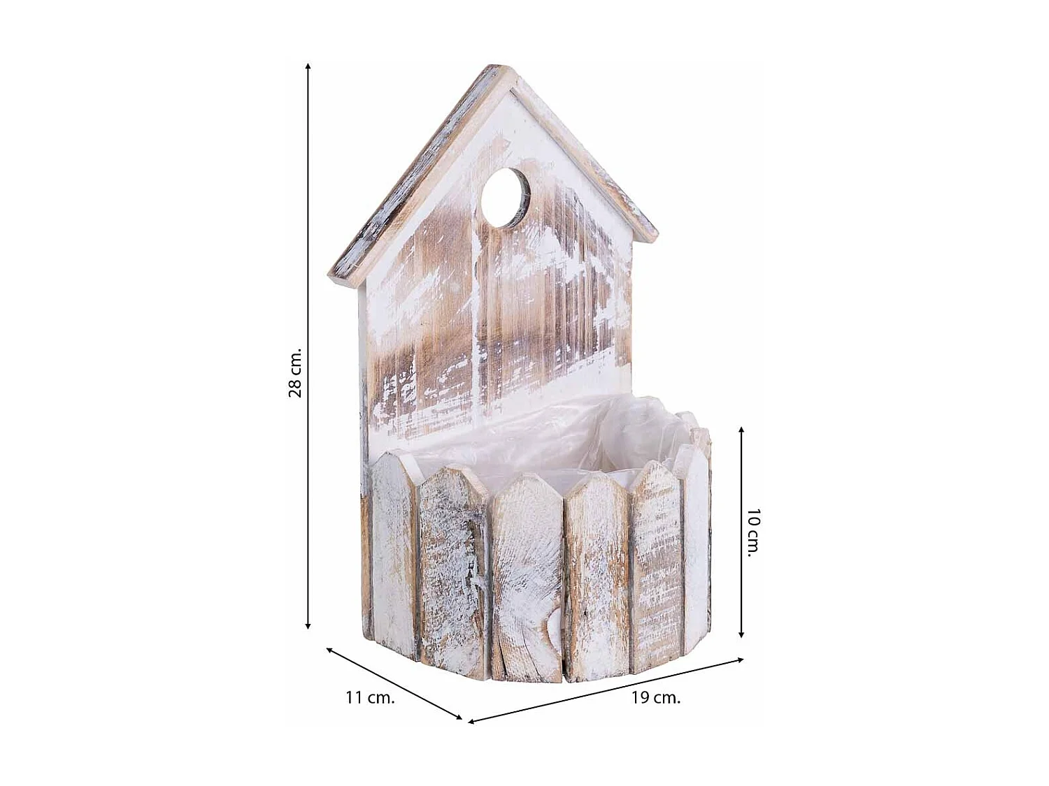 Soporte macetero de Madera redondo 19x11x28/10h cm
