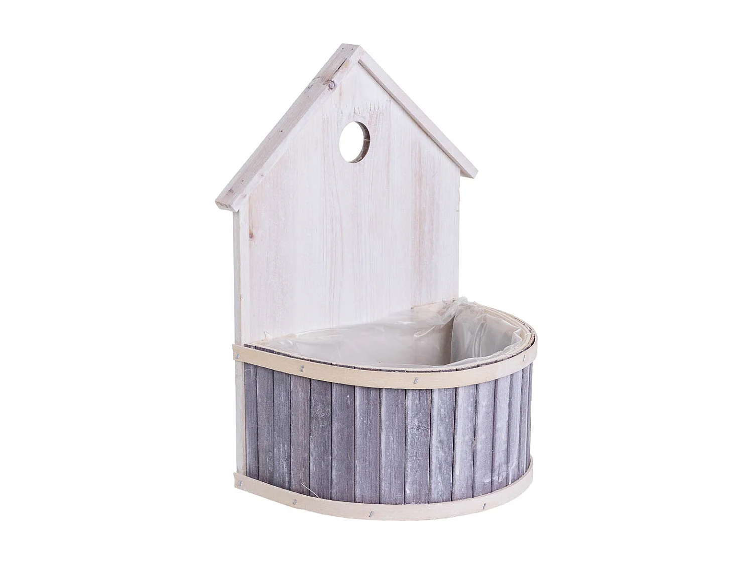 Support rond gris en bambou 25 x 15 x 31 cm H