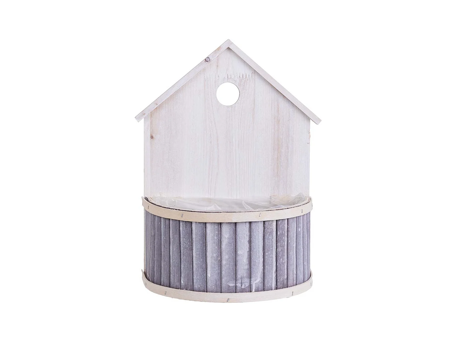 Support rond gris en bambou 25 x 15 x 31 cm H