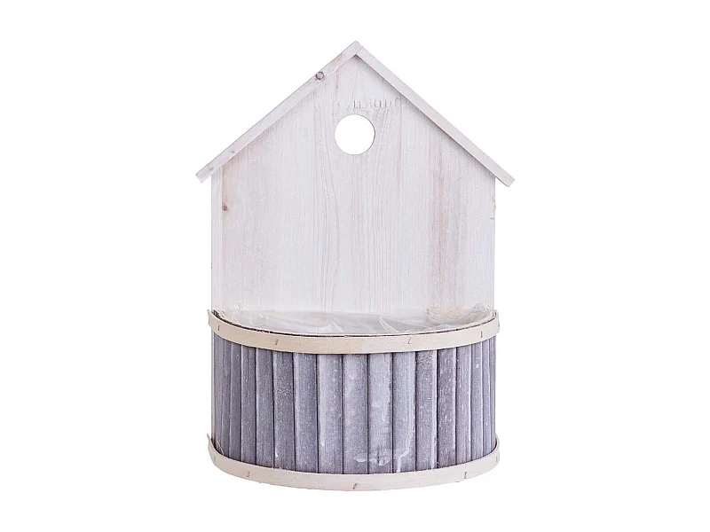 Soporte macetero de bambú redondo gris 25x15x31/11h cm