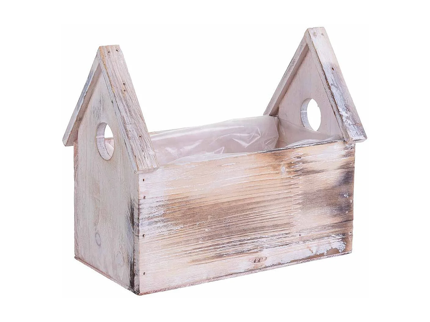 Soporte macetero de Madera rectangular 21x13x19/10h cm