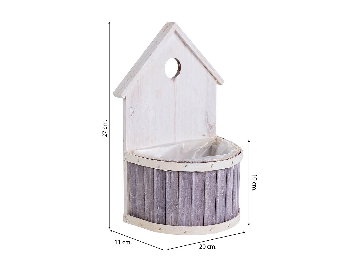 Support rond gris en bambou 20 x 11 x 27 cm H