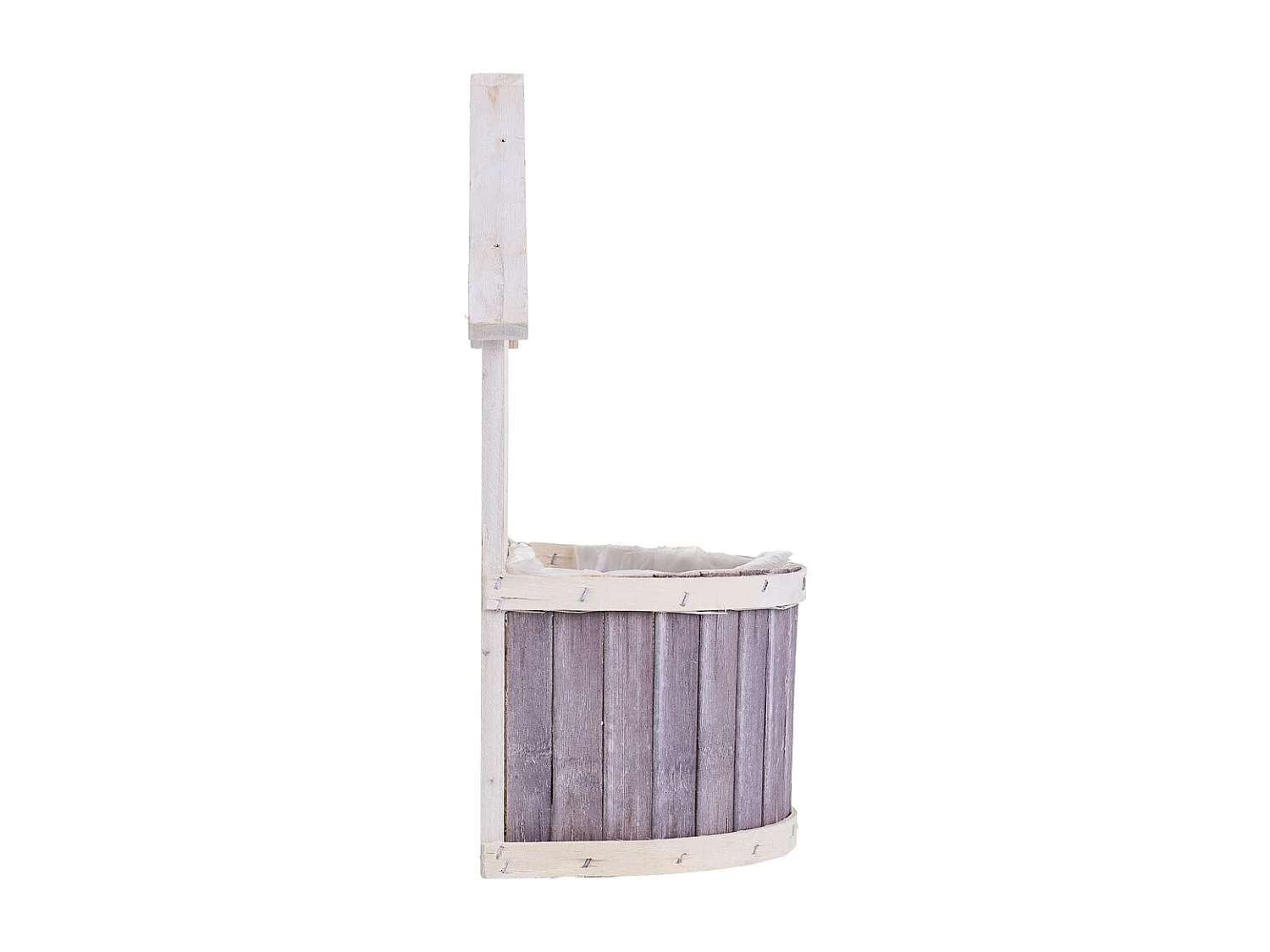 Support rond gris en bambou 20 x 11 x 27 cm H