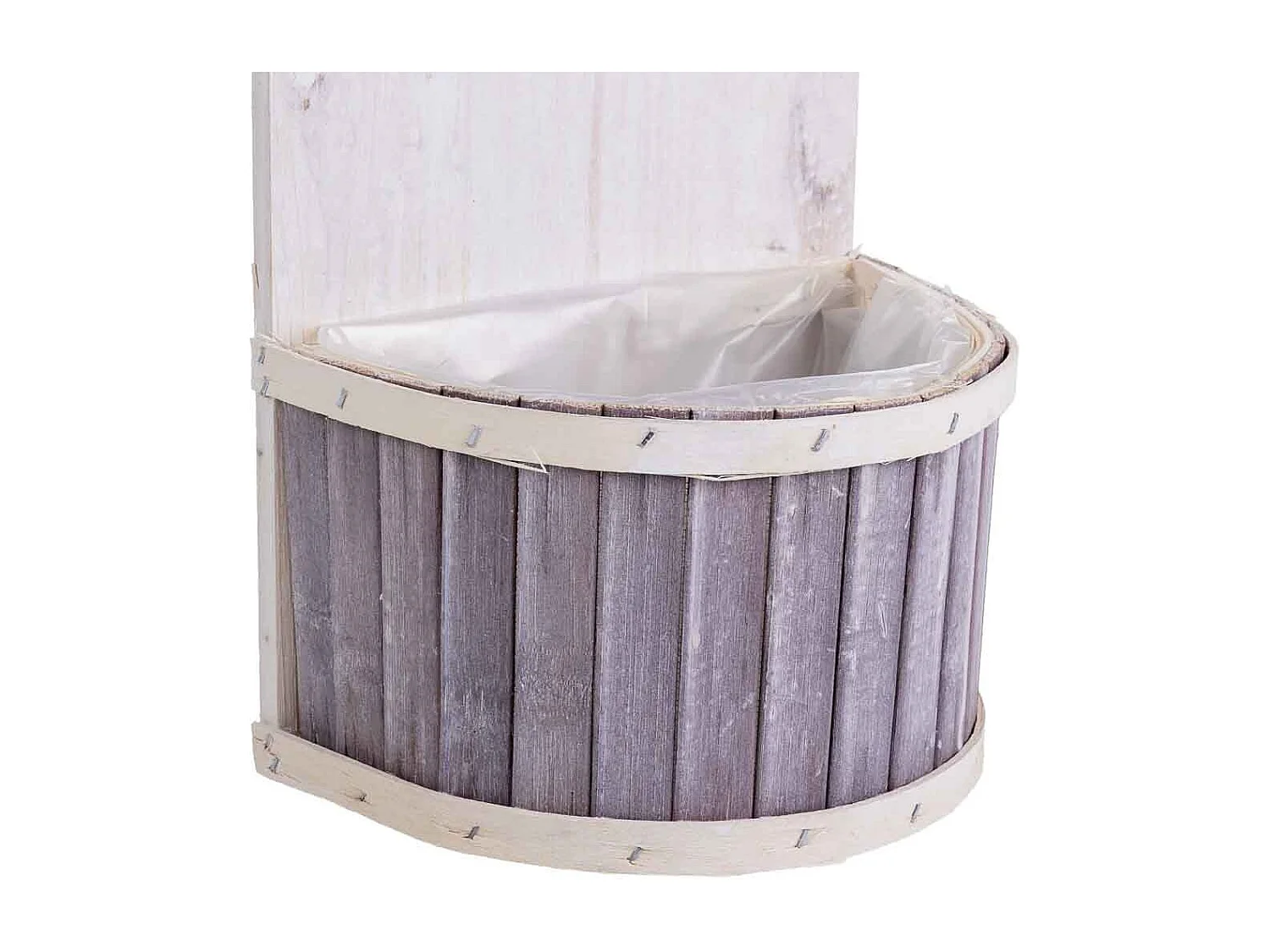 Support rond gris en bambou 20 x 11 x 27 cm H