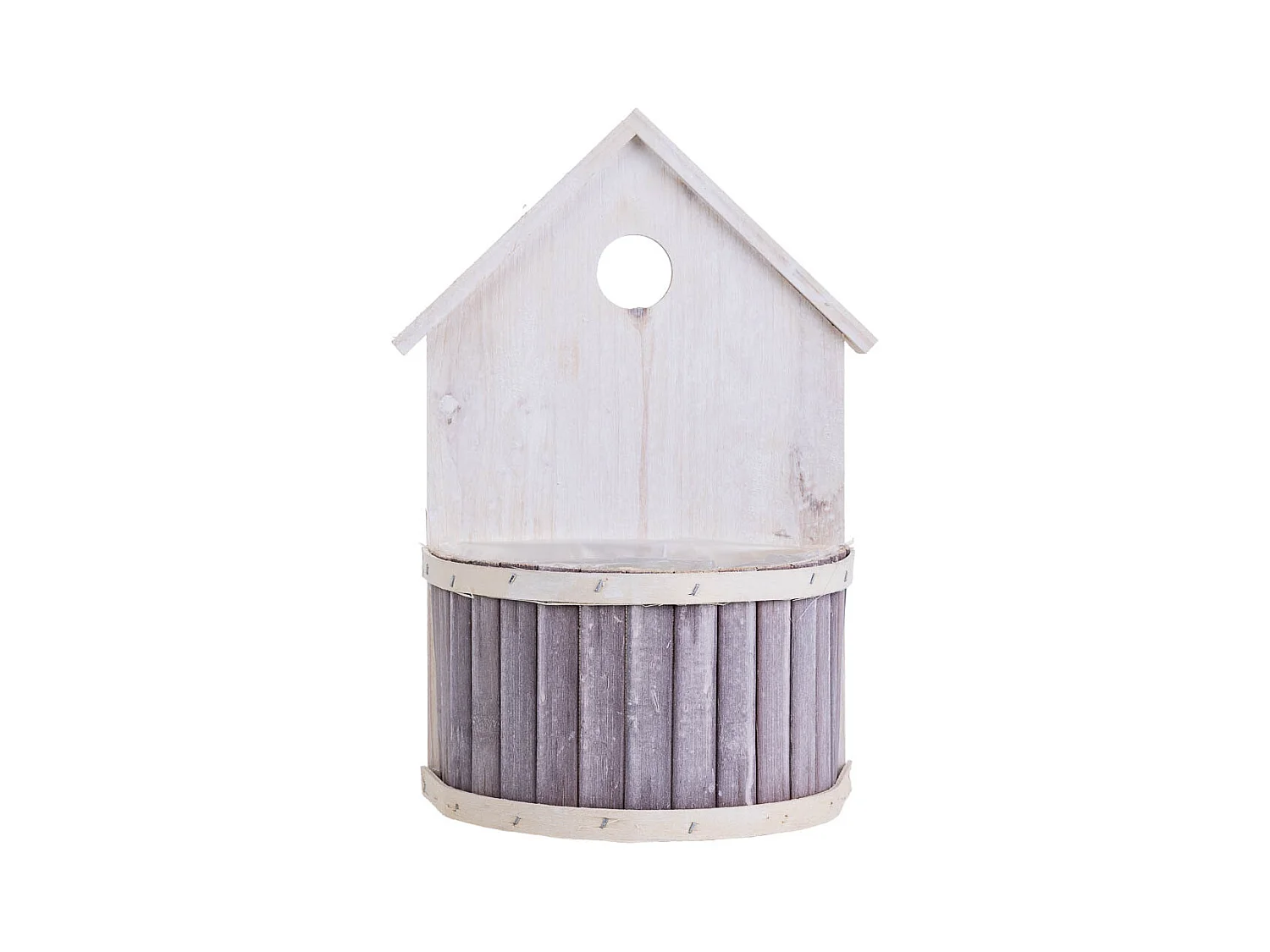 Support rond gris en bambou 20 x 11 x 27 cm H