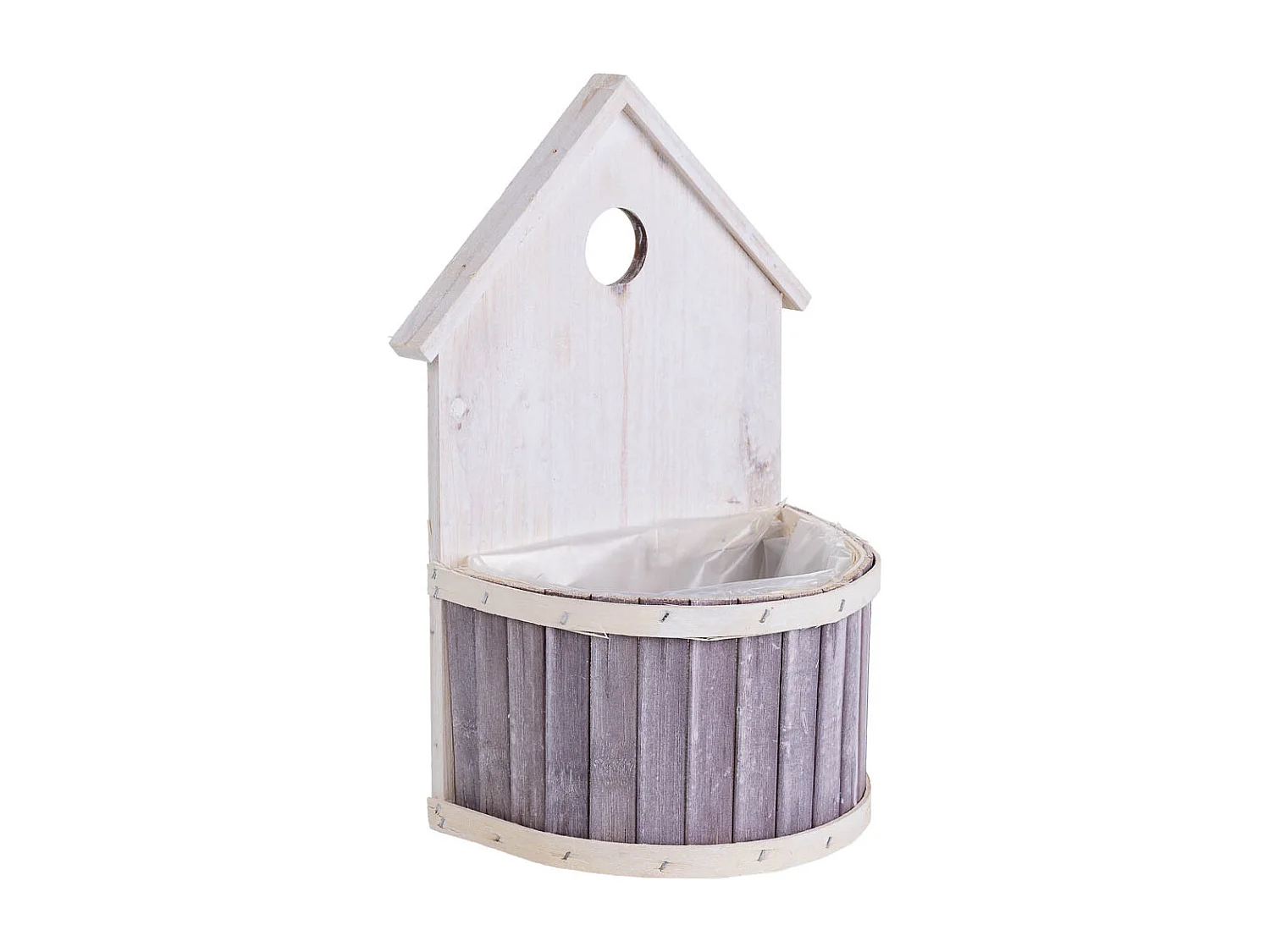 Soporte macetero de bambú redondo gris 20x11x27/10h cm