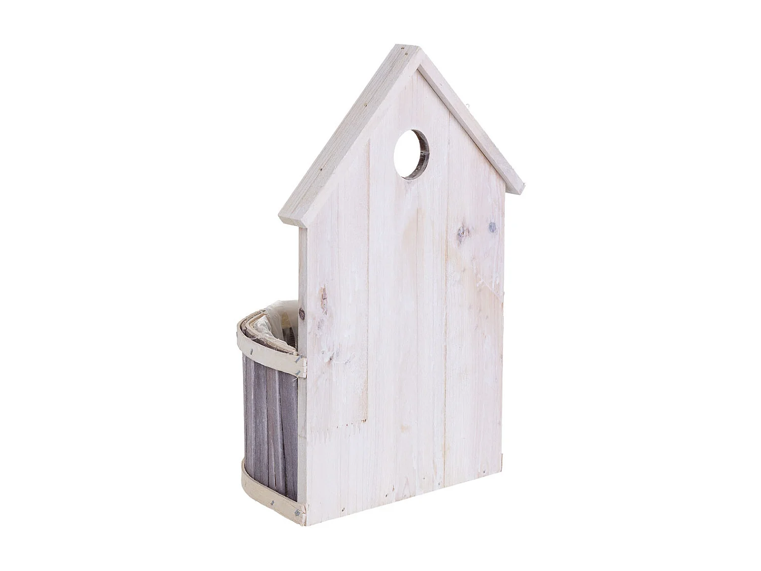 Soporte macetero de bambú redondo gris 20x11x27/10h cm