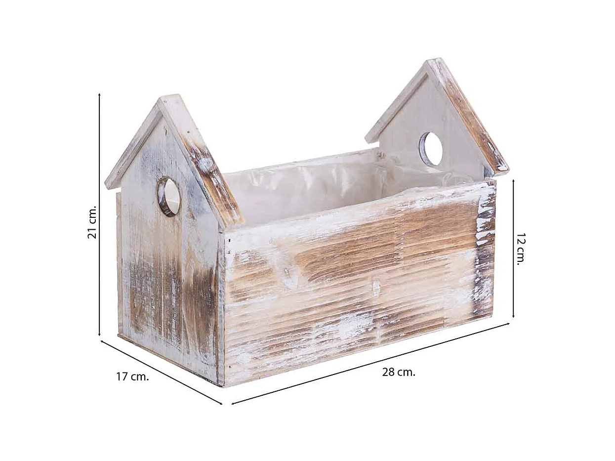 Suporte retangular em madeira para vasos 28x17x21/12A cm