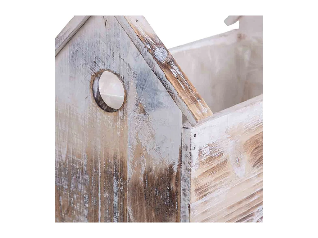 Suporte retangular em madeira para vasos 28x17x21/12A cm