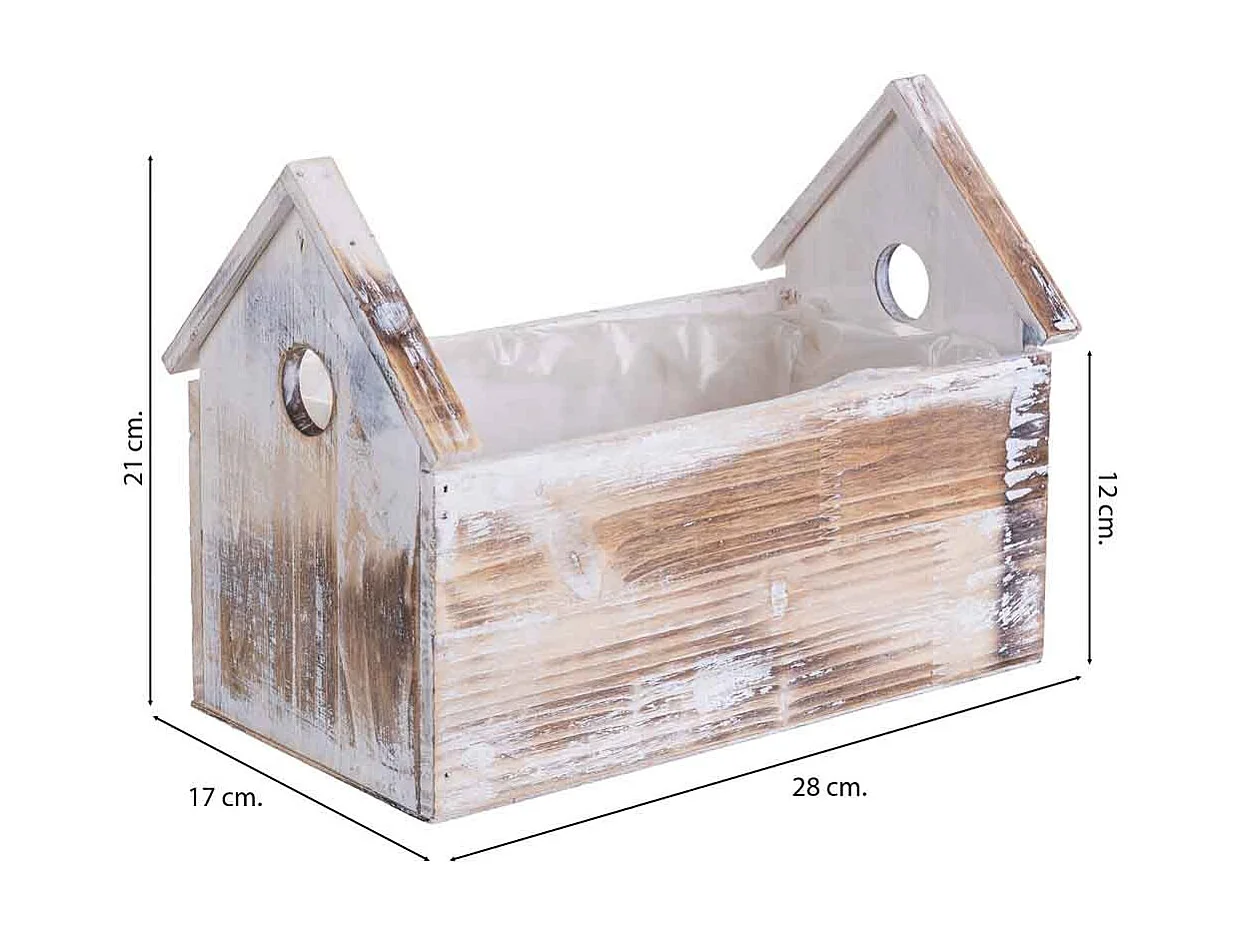 Soporte macetero de Madera rectangular 28x17x21/12h cm