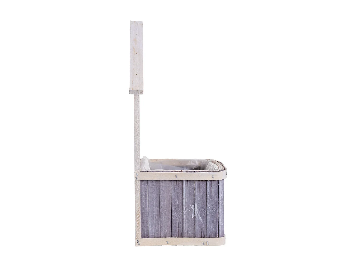 Support carré gris en bambou 27 x 13 x 33 cm H