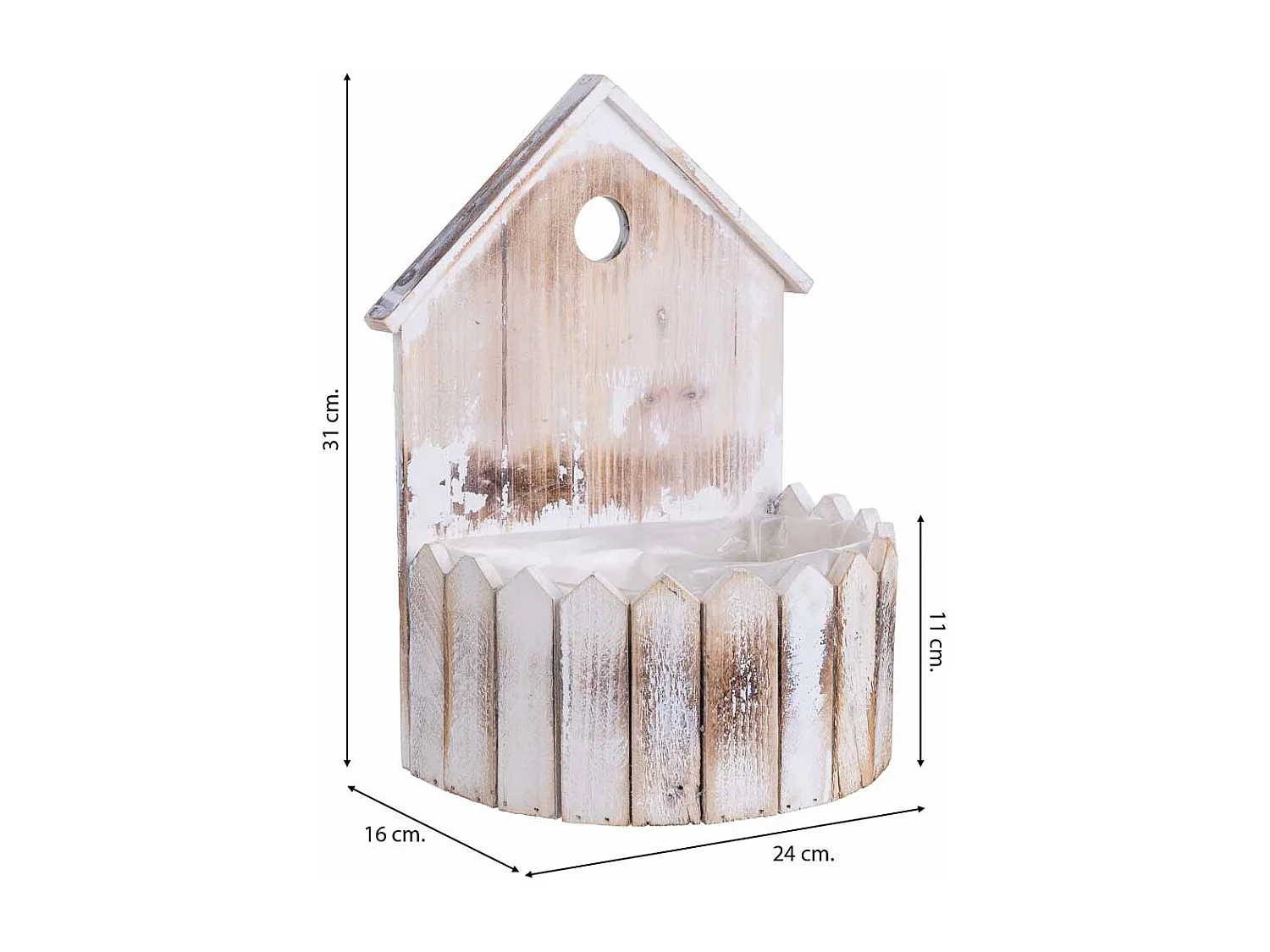 Soporte macetero de Madera redondo 24x16x31/11h cm
