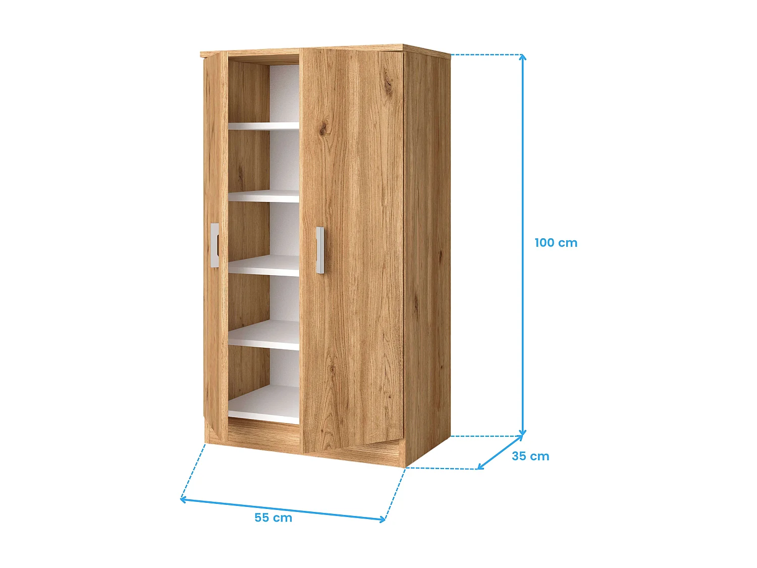 Étagère à chaussures Rhin pour couloir, armoire moderne en chêne naturel