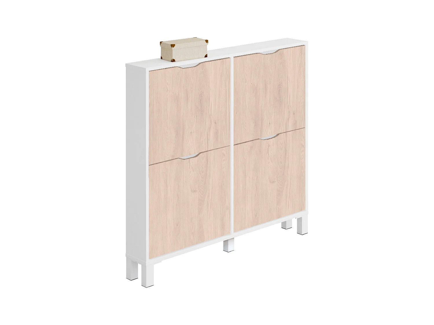 Meuble à chaussures étroit pour couloir en chêne blanc Mary 98 x 97 x 17 cm