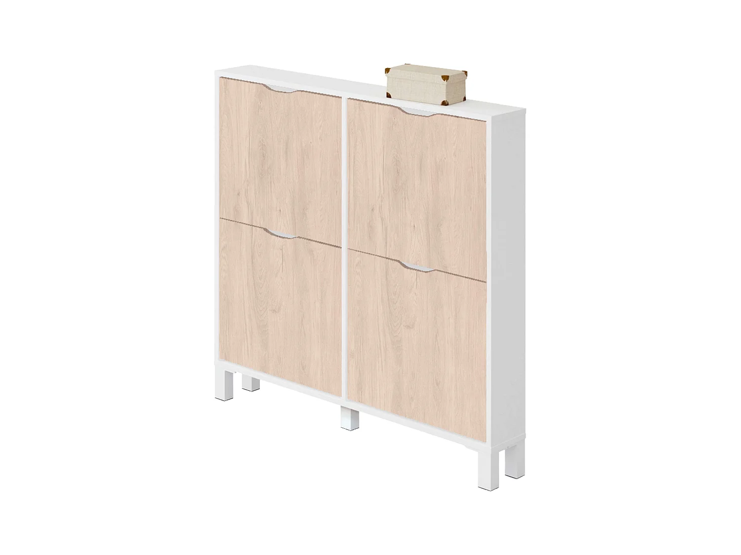 Meuble à chaussures étroit pour couloir en chêne blanc Mary 98 x 97 x 17 cm