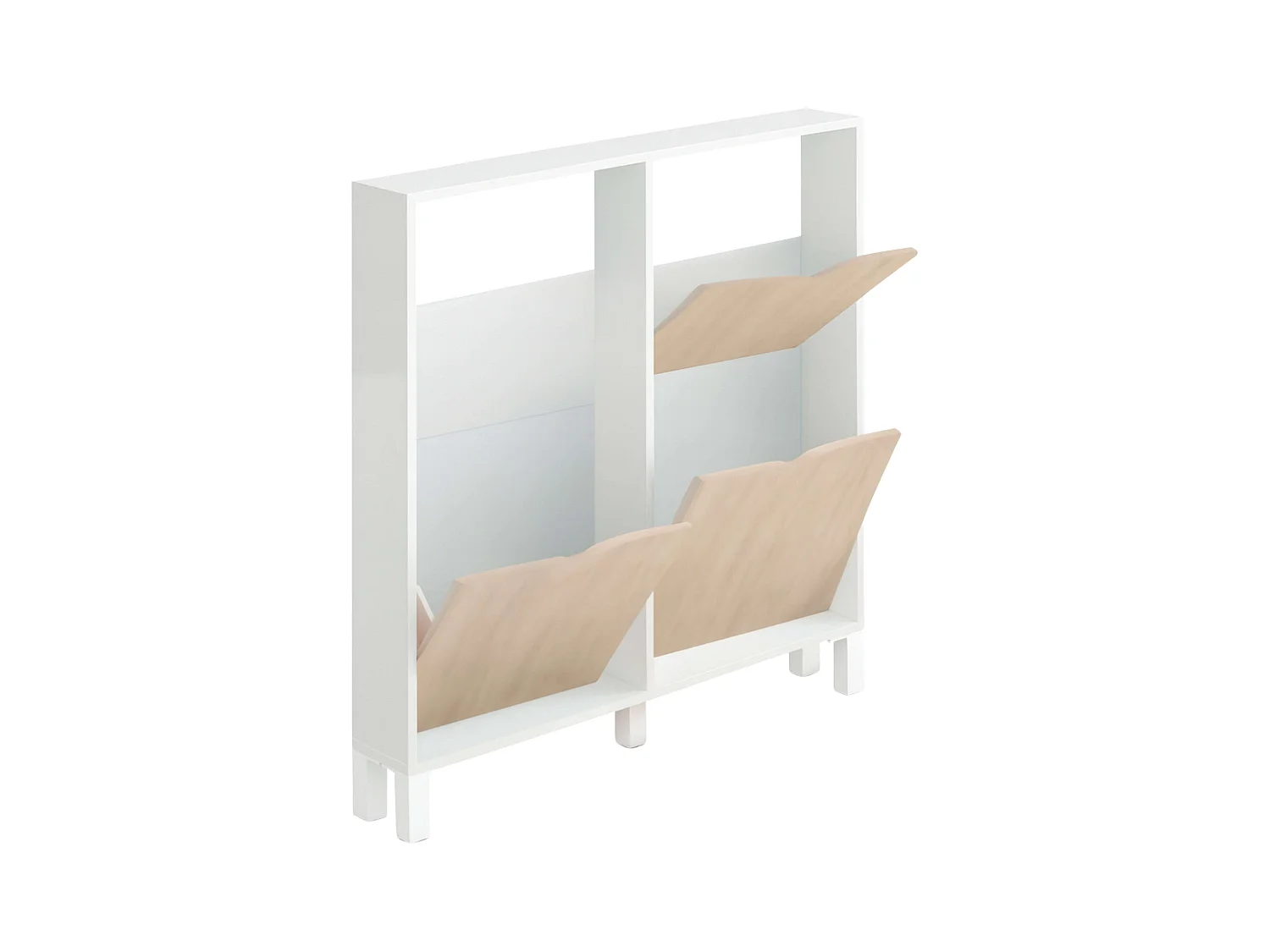 Meuble à chaussures étroit pour couloir en chêne blanc Mary 98 x 97 x 17 cm