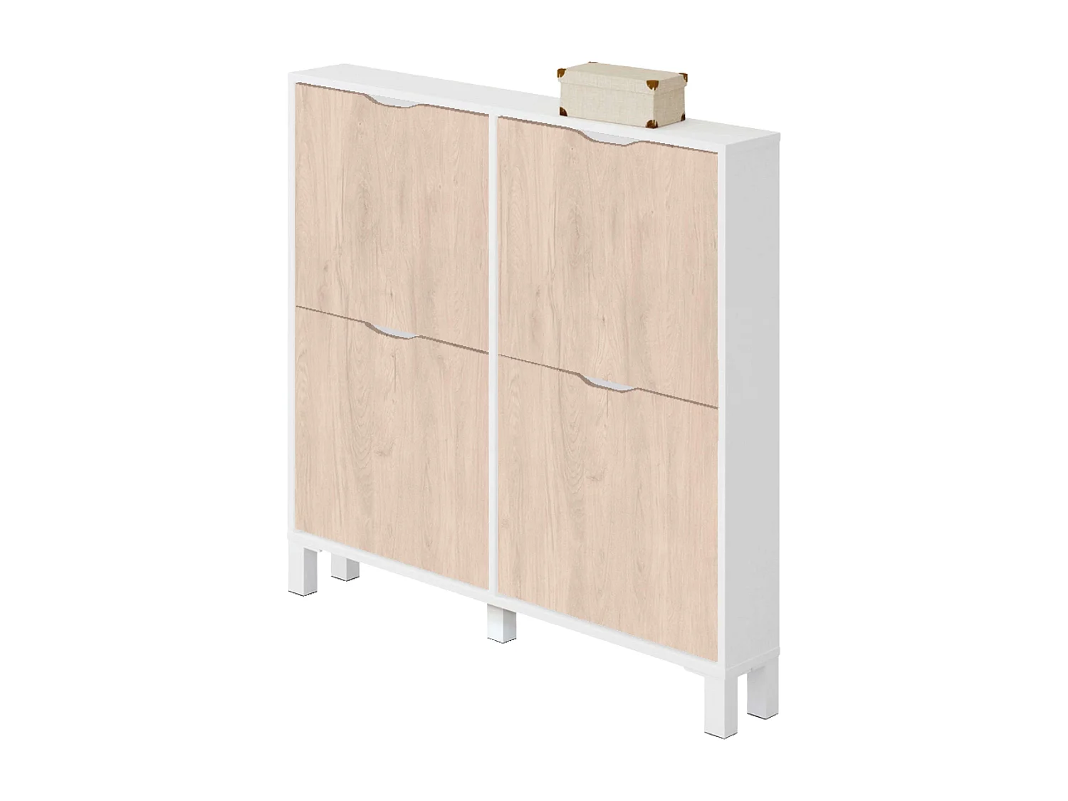 Meuble à chaussures étroit pour couloir en chêne blanc Mary 98 x 97 x 17 cm