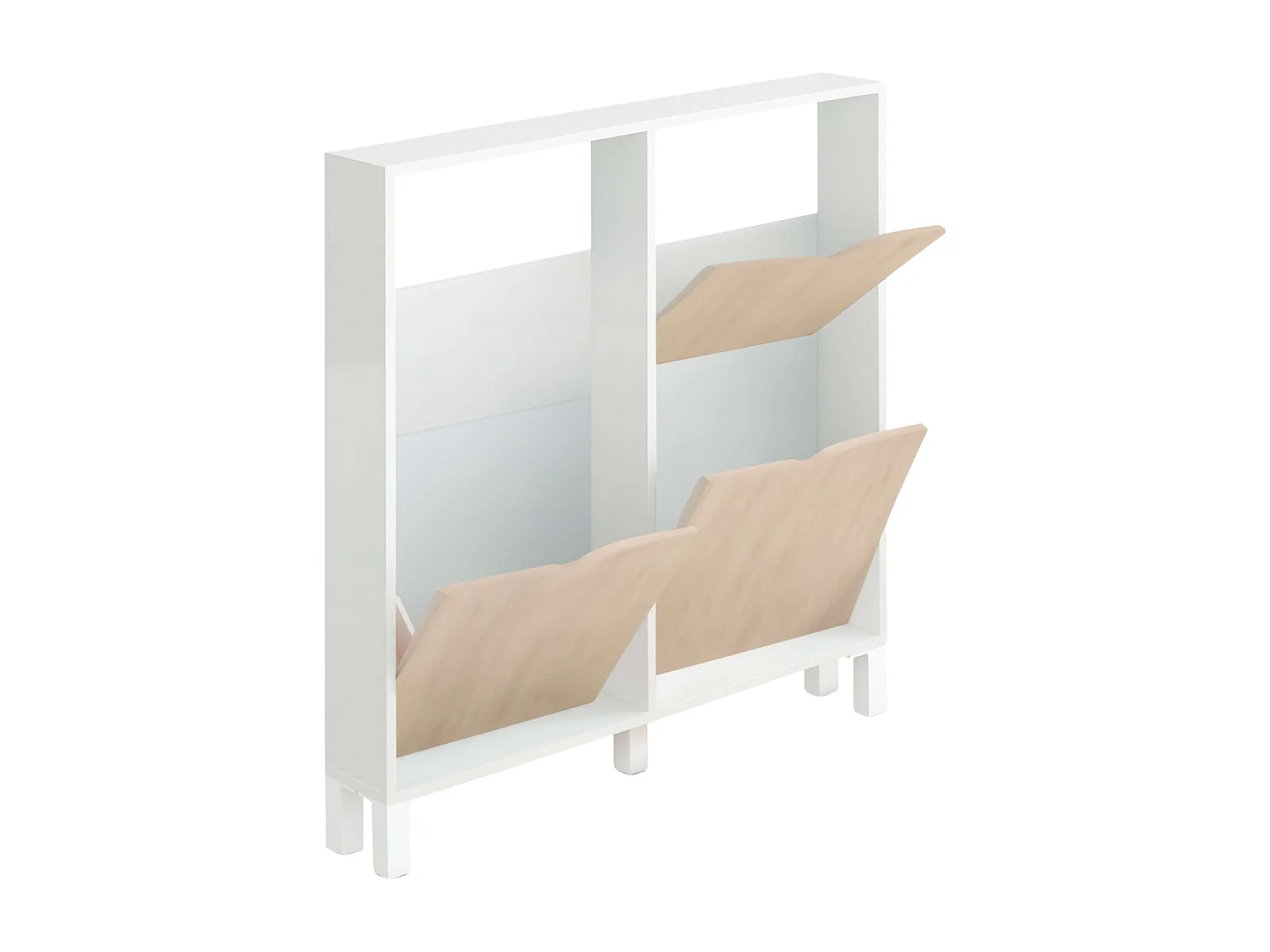 Meuble à chaussures étroit pour couloir en chêne blanc Mary 98 x 97 x 17 cm